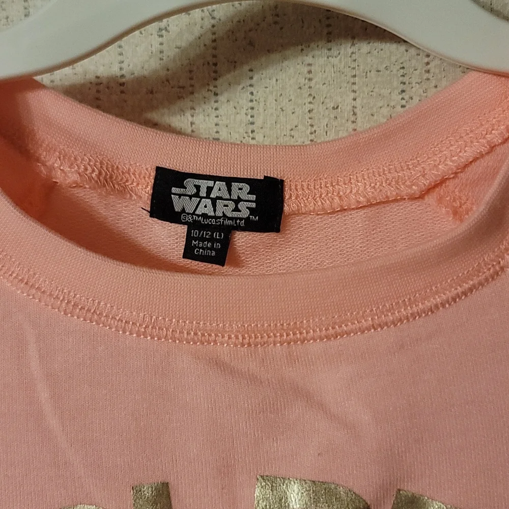 STAR WARS GIRL'S GOLDEN 3-CPO SWEATSHIRT: PINK: NEW WITH DEFECT: SZ L (10/12)